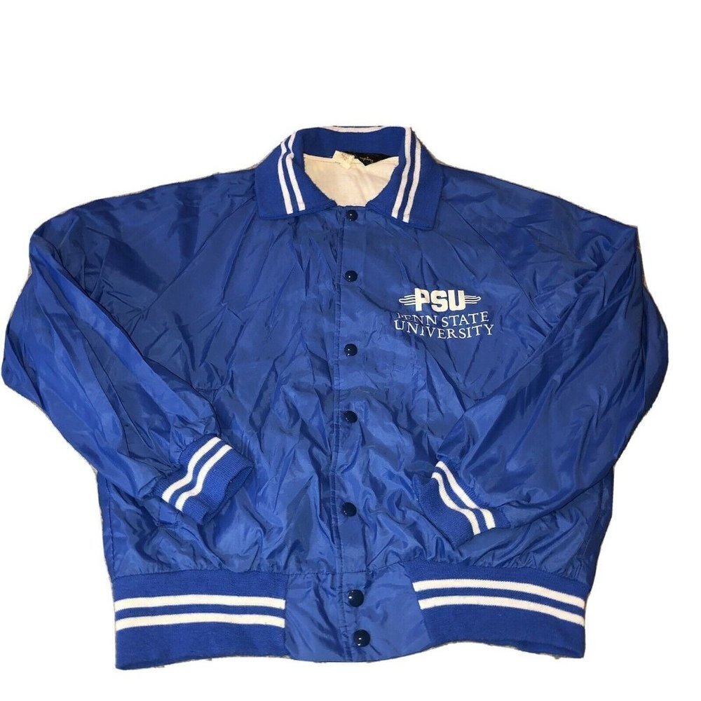 Vintage CHAMPION Mens PENN STATE UNIVERSITY Snap Buttons Windbreaker Jacket